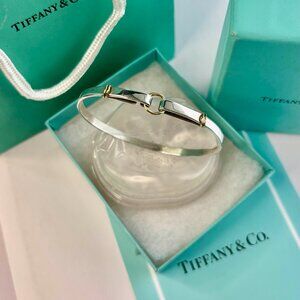 tiffany & Co. pre-own silver/18k yellow gold  Circle Cuff Bangle Bracelet